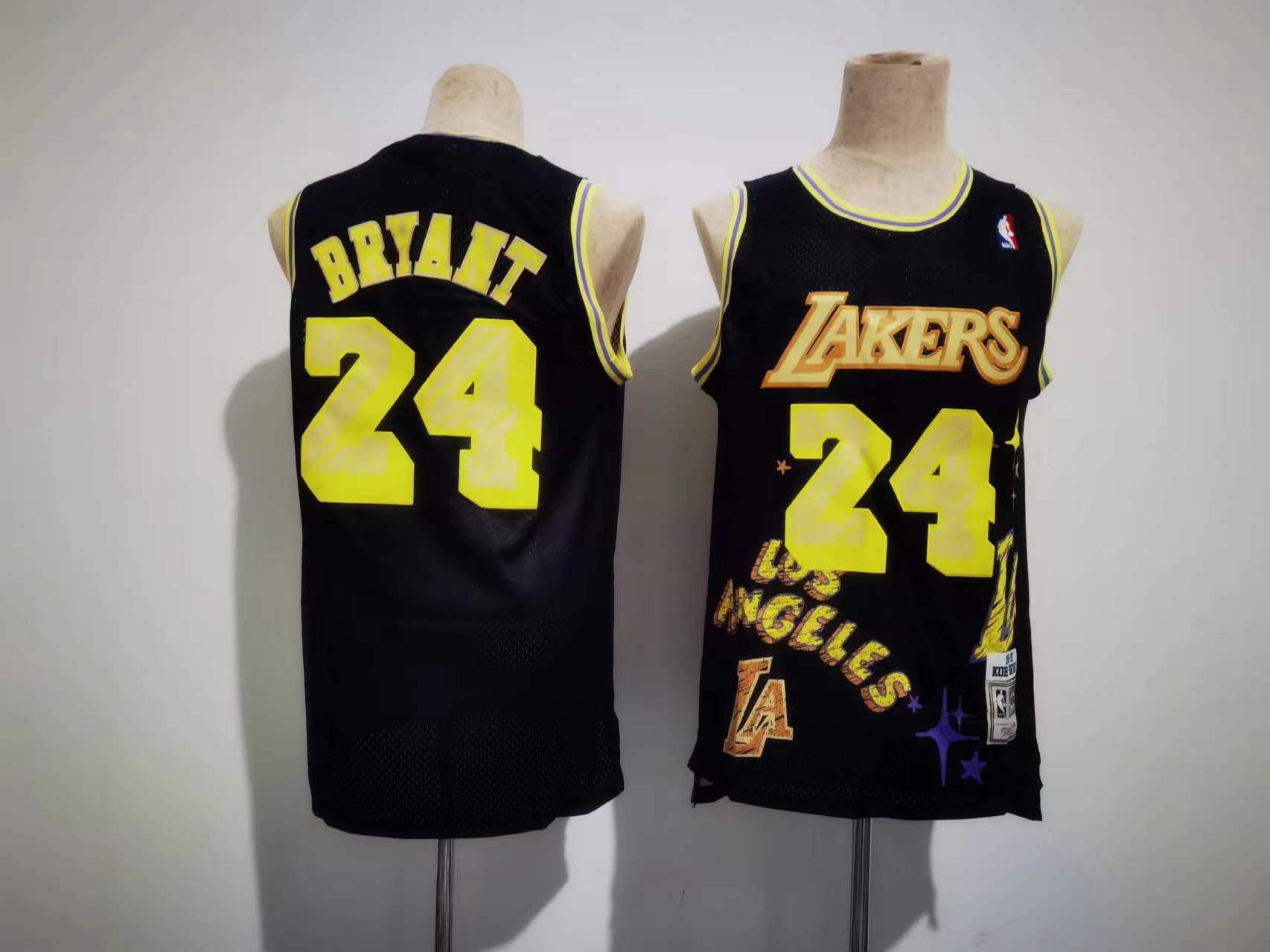Men Los Angeles Lakers #24 Bryant Black Sketching version NBA Jersey->los angeles lakers->NBA Jersey